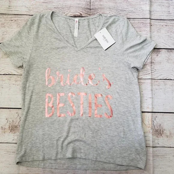 DAVID'S bridal bride's besties graphic v-neck shirt M - Picture 1 of 4